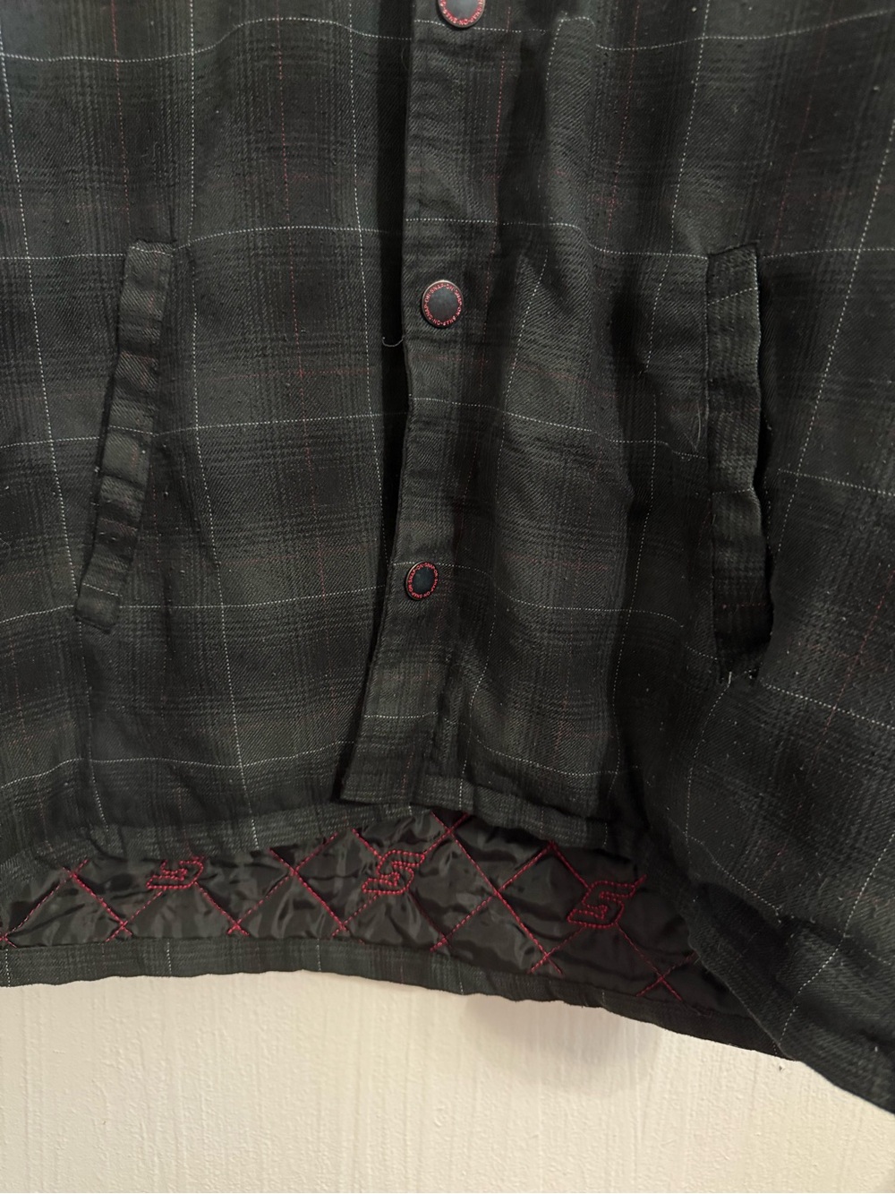 Dixxon Flannel Quilted Lined Shirt Jacket Mens Large Black Plaid Shacket Snap - Picture 8 of 12